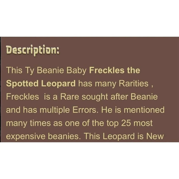 Ty Beanie Babies Freckles the Spotted Leopard Plush Toy -RARE - Picture 15 of 15